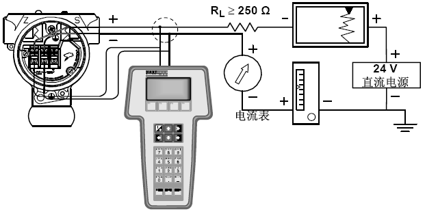 3051压力变送器接线原理图(4-20mA变送器)